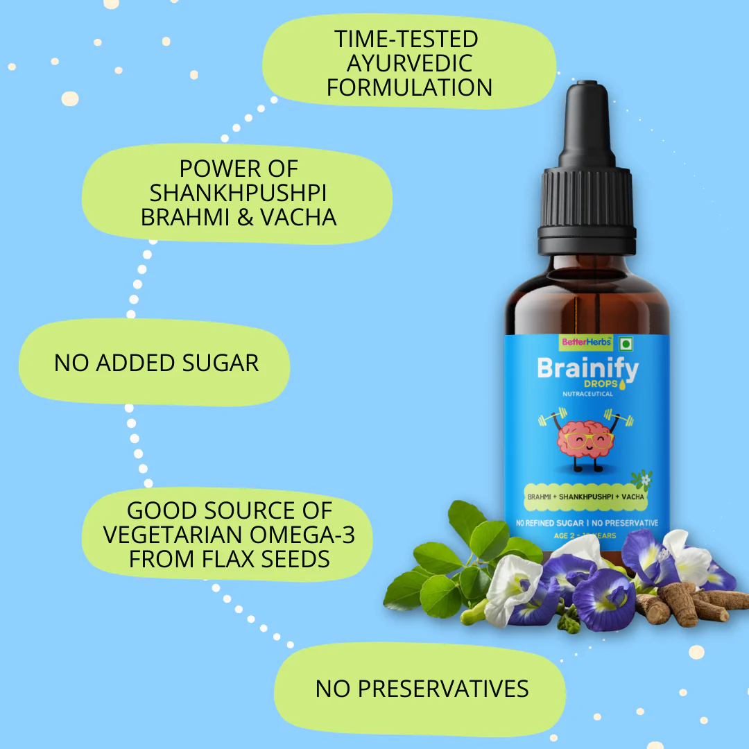 Brainify Drops – Clinically Tested Ayurvedic Formula for Kids’ Brain Health (2-16 Yrs) | No Added Sugar & Preservatives - 30ml - Image 12