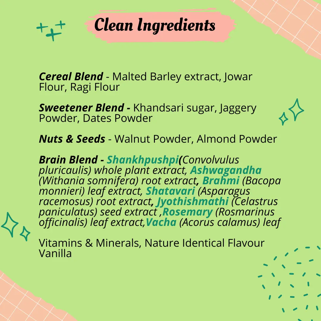 BRAINIFY Nutrition Powder for Children & Teens | 7 Brain Boosting Ayurvedic Herbs + Millets + Nuts | No Refined Sugar | Yummy Flavour - Image 33