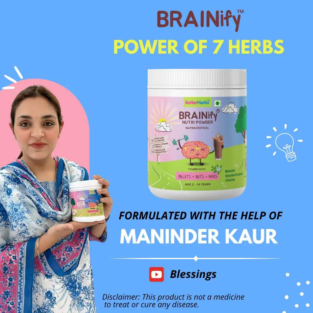 BRAINIFY Nutrition Powder for Children & Teens | 7 Brain Boosting Ayurvedic Herbs + Millets + Nuts | No Refined Sugar | Yummy Flavour - Image 41
