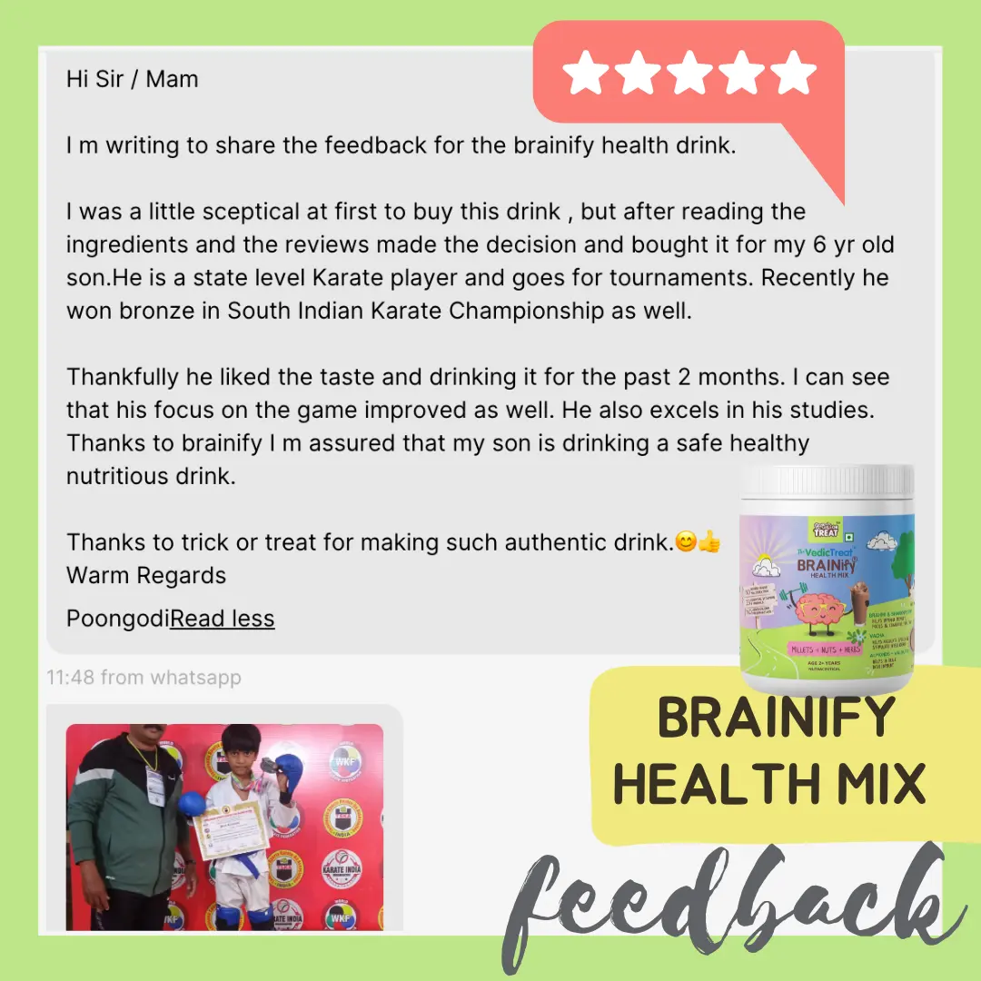 BRAINIFY Nutrition Powder for Children & Teens | 7 Brain Boosting Ayurvedic Herbs + Millets + Nuts | No Refined Sugar | Yummy Flavour - Image 72